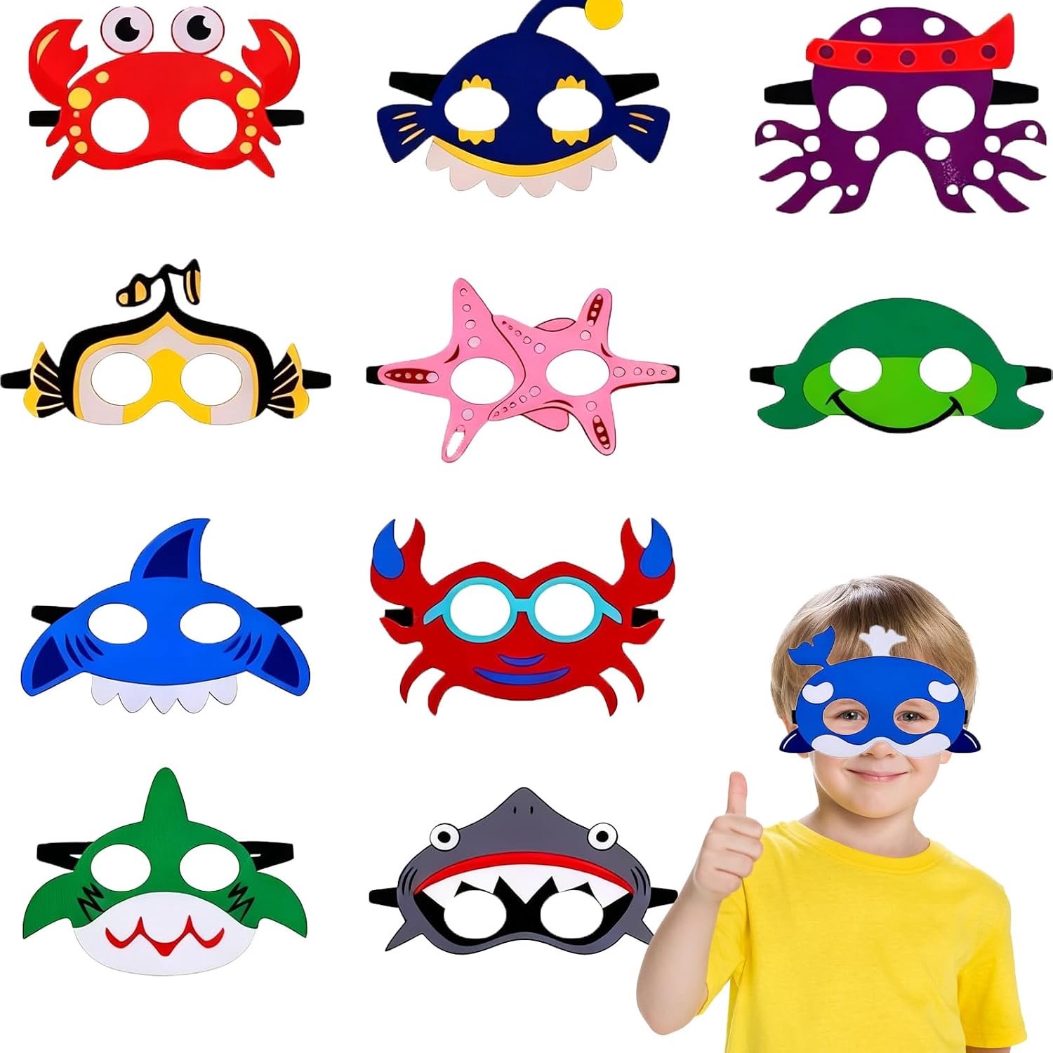 12 stuks oceanen vilten maskers, vilten kindermaskers, kindermaskers voor meisjes en jongens, dierenmasker, geschikt - ShopVlot