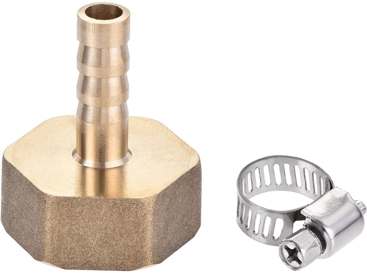 SnelShoppen - Brass Hose Connector Adapter 8mm x G3/4 Binnenbuis met RVS Slangenklem - Hoogwaardige Messing Slangverbinder voor Tuin, Keuken en DIY Pr