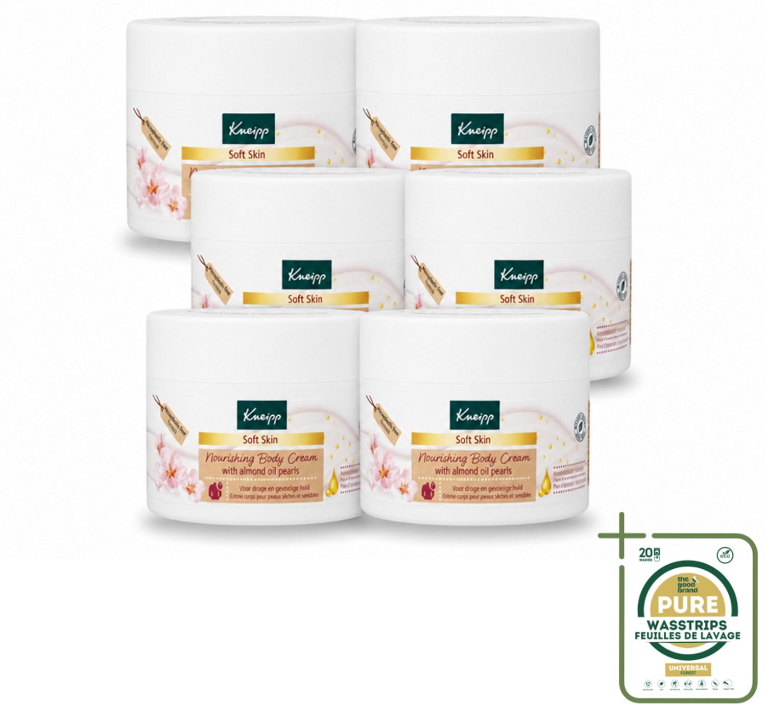 6 x Kneipp - Body crème - Soft Skin - Amandelbloesem - 200 ml - Wasstrips - Zachte Huid - Huidverzorging - Amandelolie - Shea Butter - Huidhydratatie