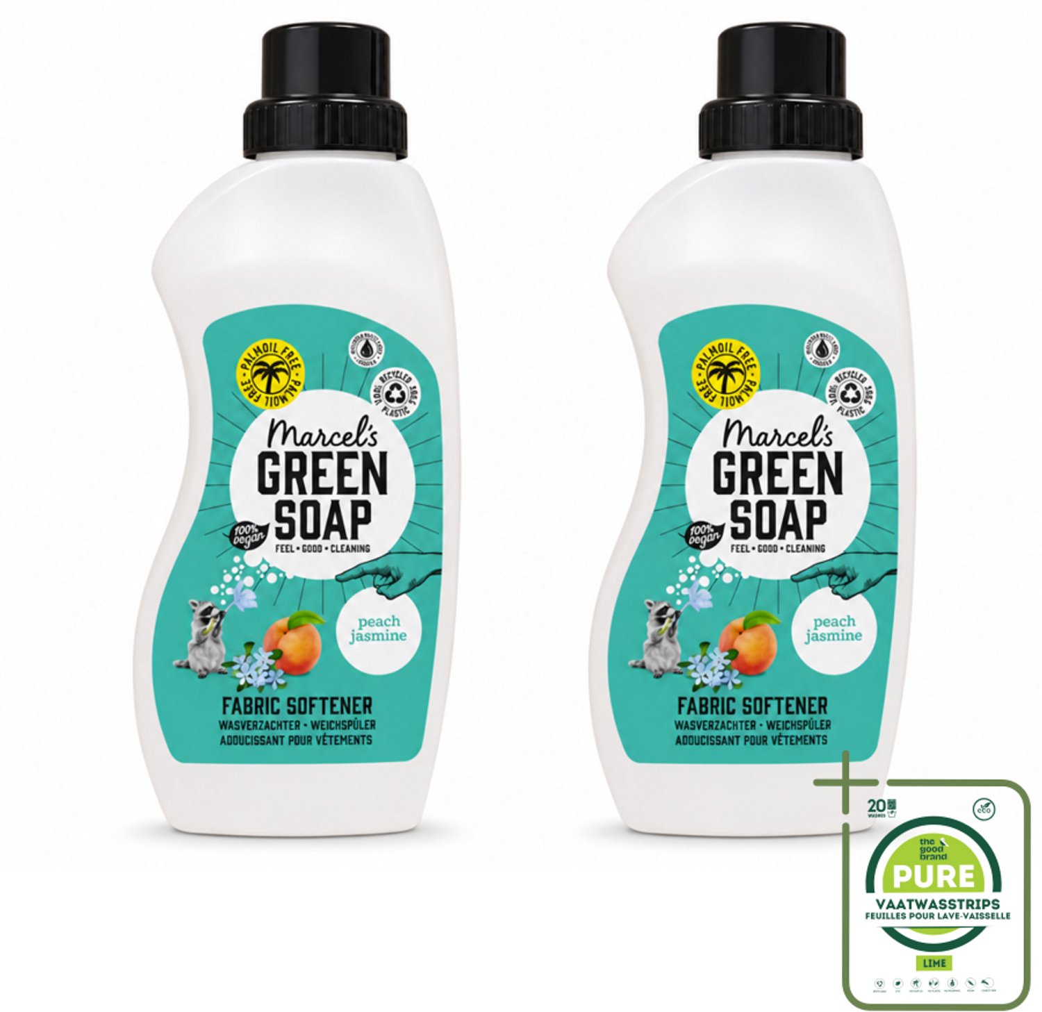 2 x Marcel's Green Soap - Wasverzachter - Perzik & Jasmijn - Zachte frisheid - 30 Wasbeurten - 750 ml - Grootverpakking - Vaatwasstrips - Wasverzachter - Wasmiddel - Wasgoed - Zachte Kleding - Frisse Geur