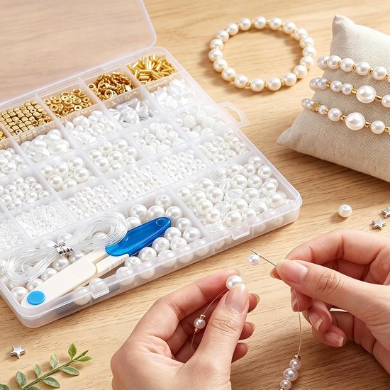 2050 stuks witte kralen voor armbanden, witte kralenset voor doe-het-zelf armbanden, sieraden maken — afbeelding 2