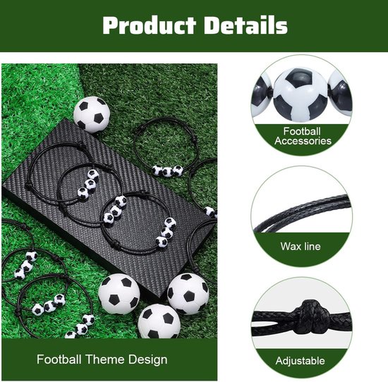 10 stuks voetbalarmbanden voor kinderen, verstelbaar koord, voetbalarmband, vriendschapsarmband voor kinderen, voetbal, feest, voetbalspel, kinderverjaardag, cadeautje — afbeelding 5