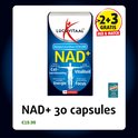 Verpakking van Lucovitaal NAD+ 30 capsules. Met een '2+3 GRATIS' sticker bovenaan. De prijs is €19.99.