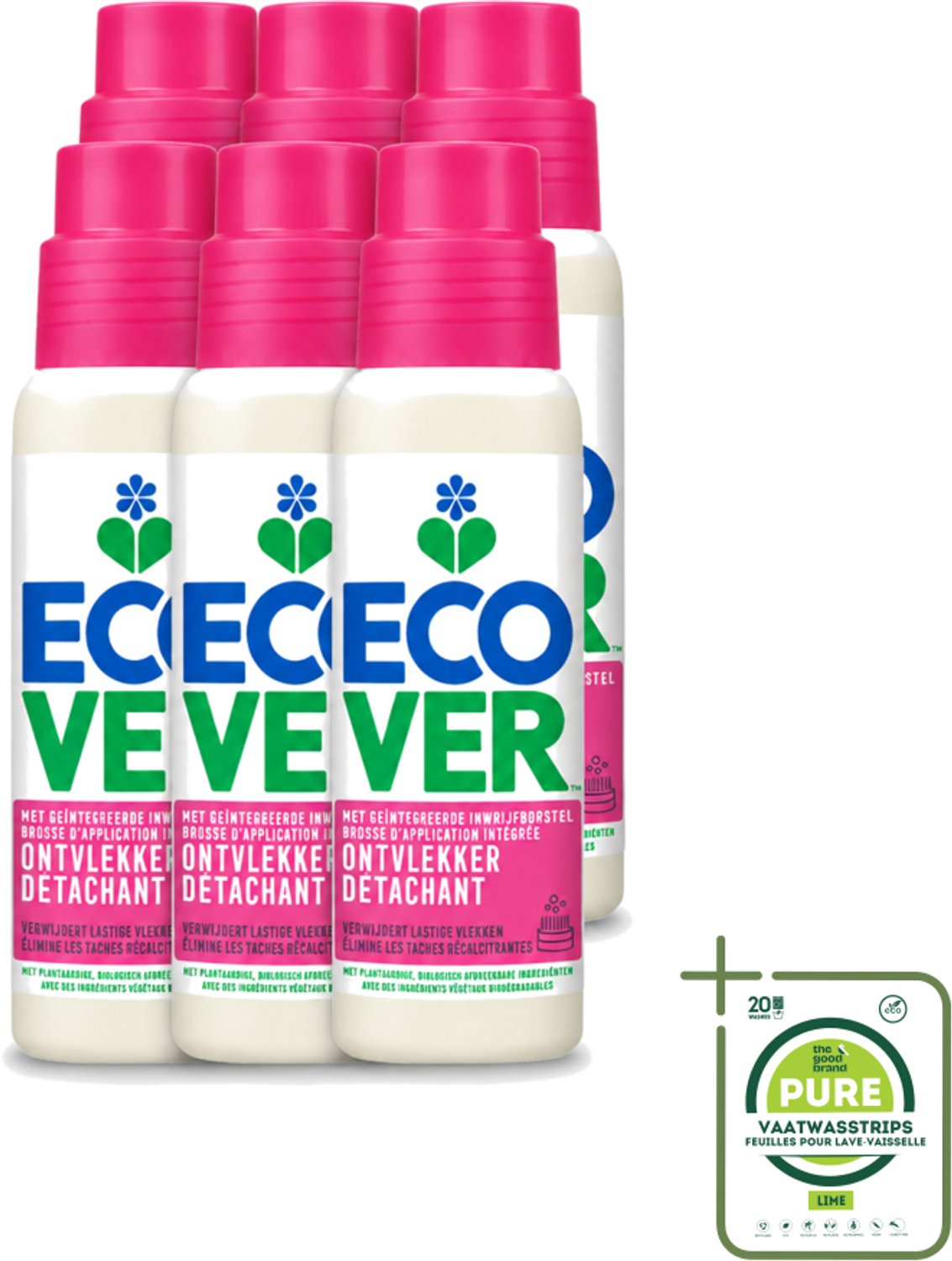 6 x Ecover - Ontvlekkingsmiddel - 200 ml - Grootverpakking - Vaatwasstrips - Ontvlekken - Vlekken Verwijderen - Natuurlijke Reiniging - Plantaardige Ontvlekker - Krachtige Ontvlekker