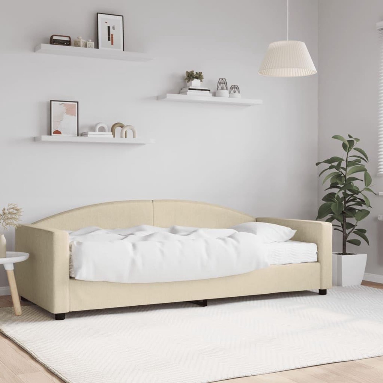 dagbed met matras crème 90 x 200 cm stof Struttura del letto dell'hotel Telaio per Camera da letto Cornice da letto per soggiorno Adatto per Camera da letto