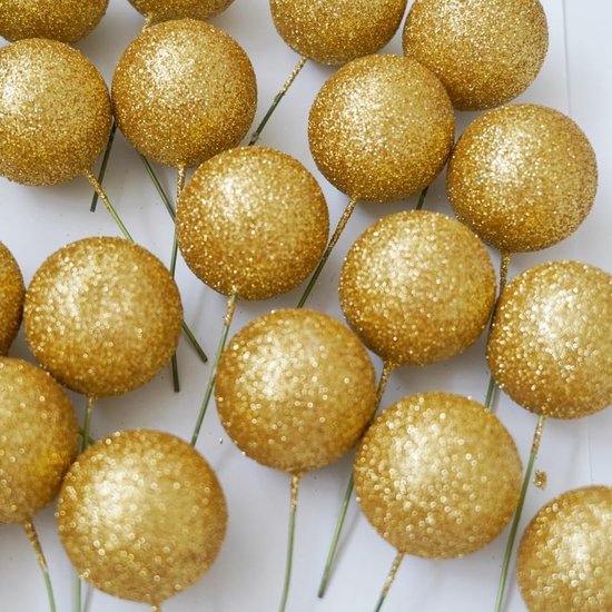 20 stuks mini-topperballen, ballonnen voor cake, van schuim, decoratie, cadeau (4 cm, goud) — afbeelding 2