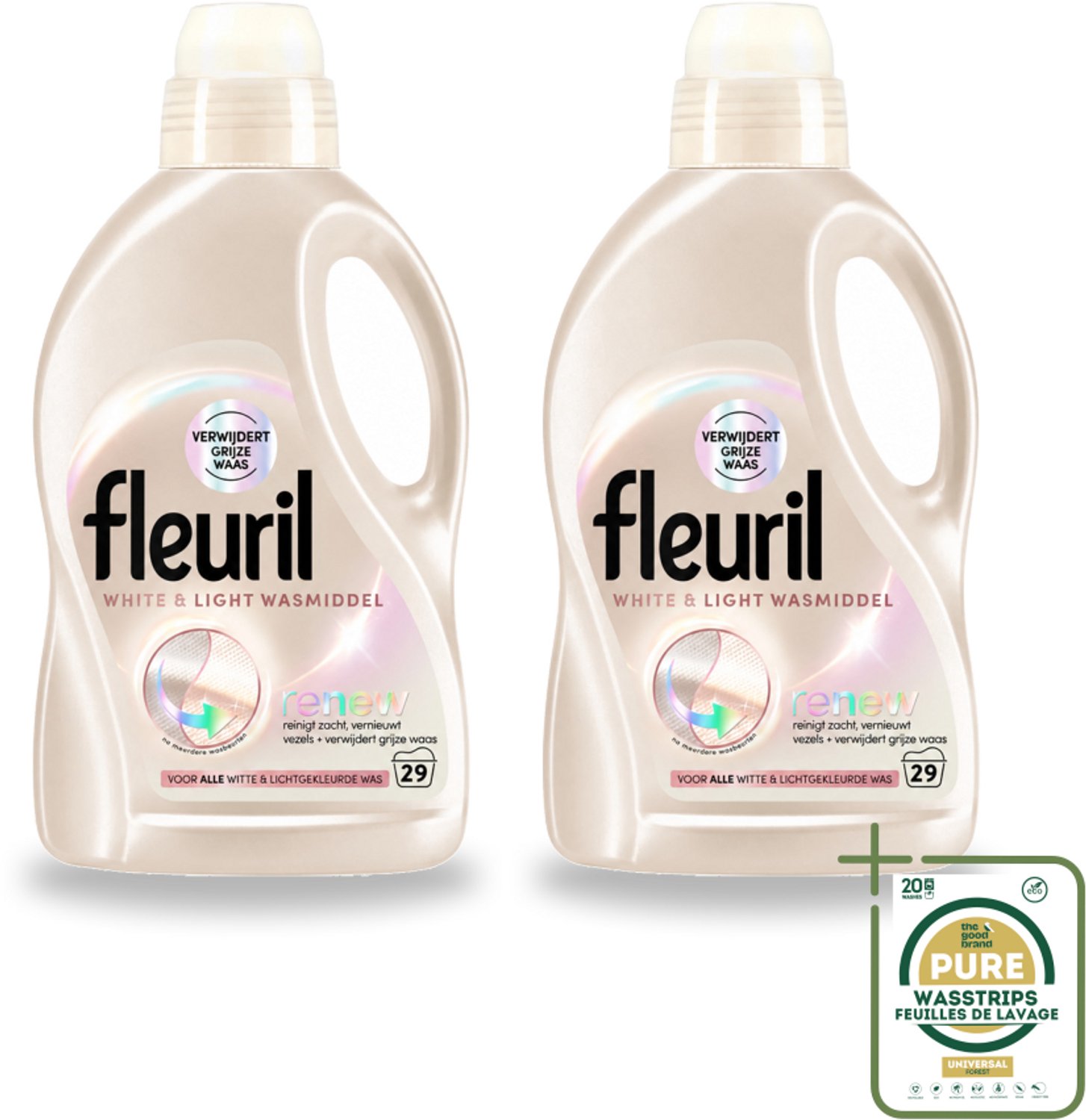 2 x Fleuril - Wasmiddel - White & Light Wasmiddel - Witte & Lichte Was - 29 wasbeurten - Wasstrips - Wit Wasmiddel - Lichte Was - Fleuril - Wasmiddel Voor Witte Kleding - Wasmiddel Voor Lichte Stoffen
