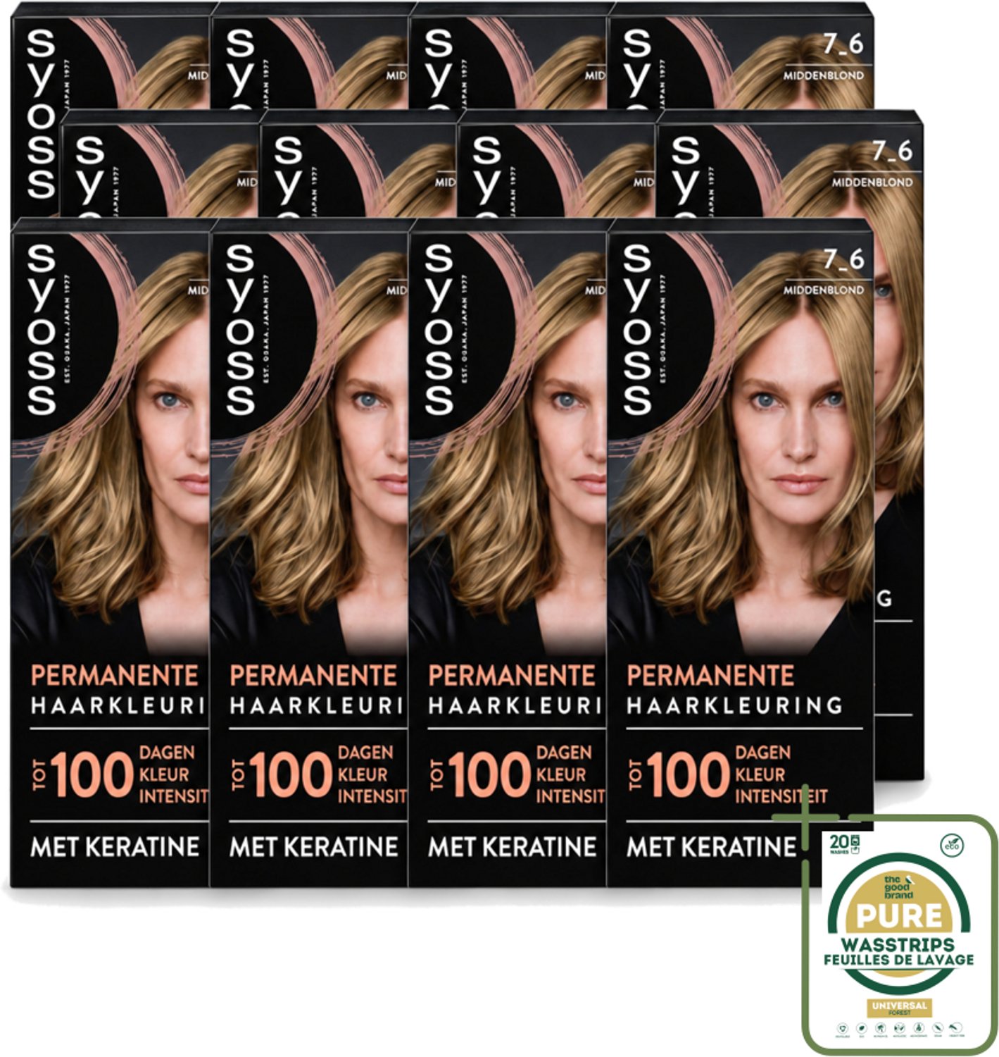 12 x SYOSS - Coloration 7-6 Middenblond - Haarverf - Grijsdekking - Vermindert Haarbreuk - Wasstrips - Haarverf - Permanente Haarkleuring - Grijsdekking - Keratine - Haarkleur