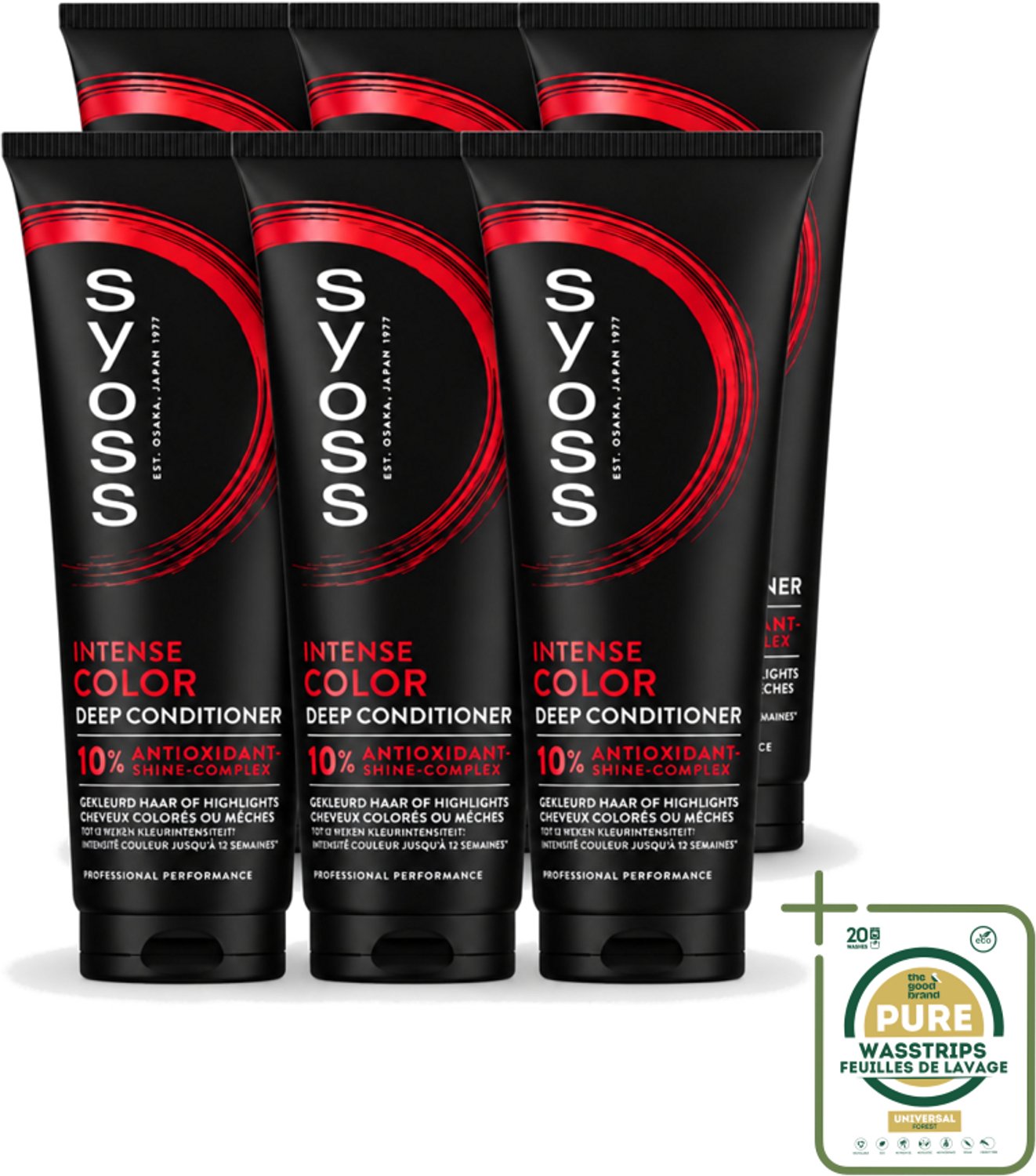 6 x Syoss - Intense Color - Deep Conditioner - Kleurbehoud tot 12 Weken - 250 ml - Wasstrips - Kleurbehoud - Gekleurd Haar - Haarkleur - Haarkleur Behoud - Haarkleur Intensiteit