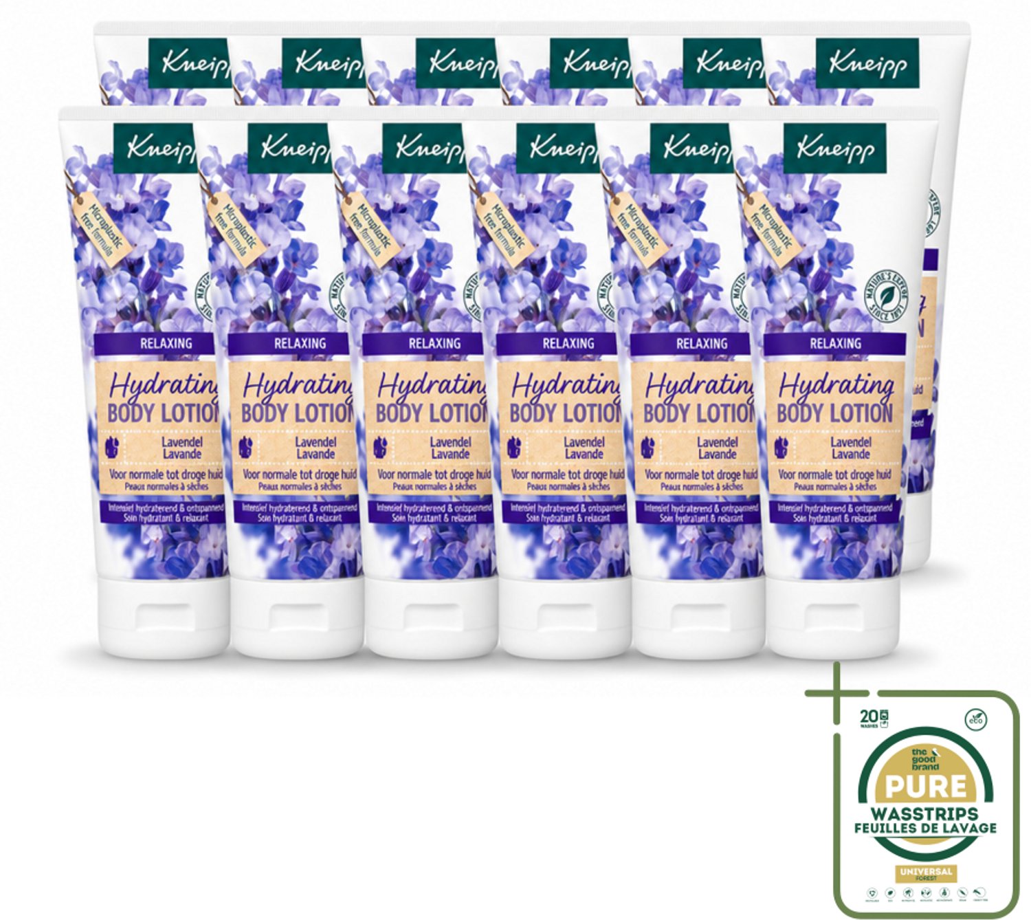 12 x Kneipp - Body lotion - Relaxing - Lavendel - Bloemige geur - 200 ml - Wasstrips - Kneipp Bodylotion Lavendel - Ontspannende Bodylotion - Lichaamsondersteuning - Huidverzorging - Rustgevende Geur