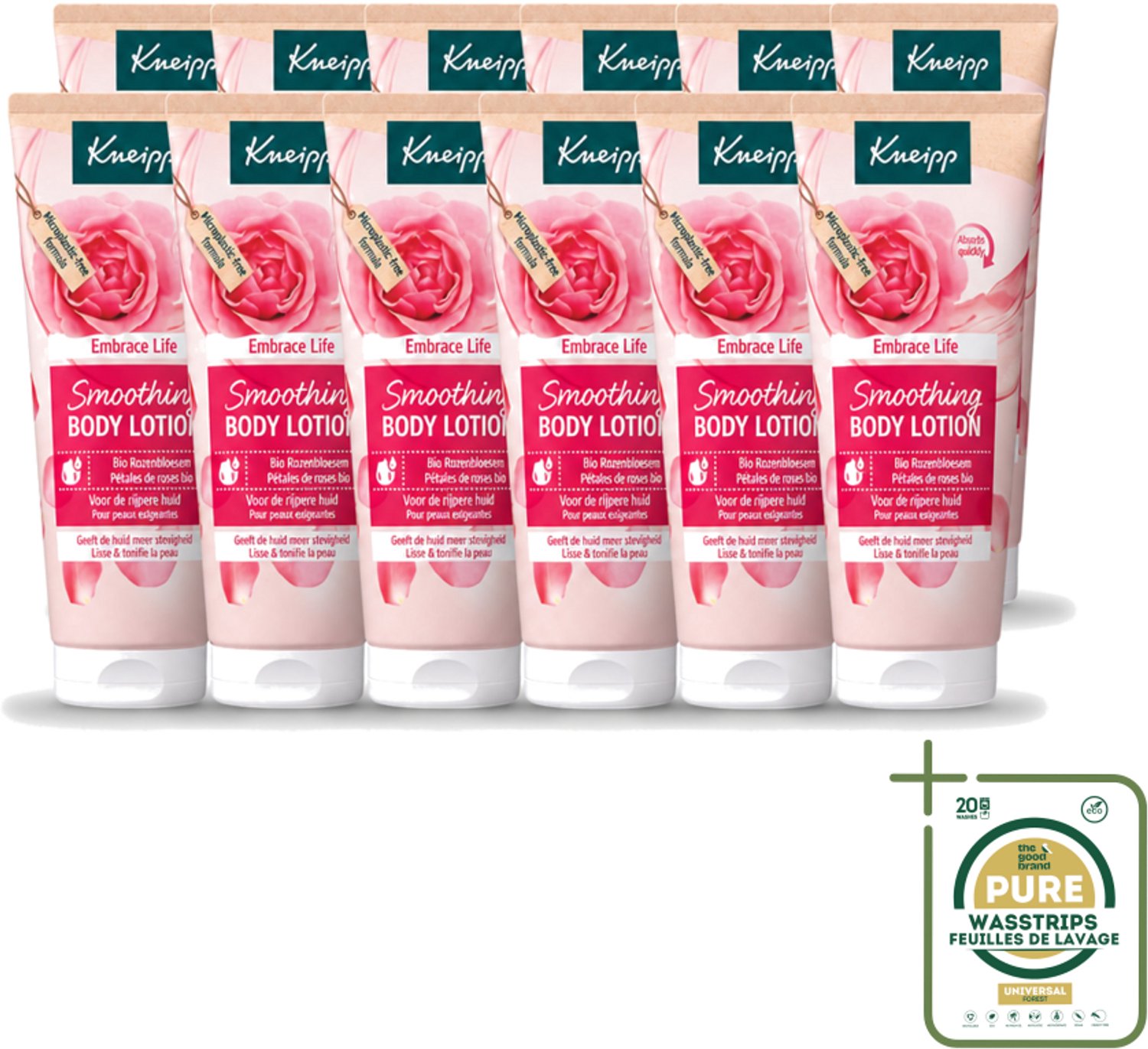 12 x Kneipp - Body lotion - Embrace Life - Anti‑Aging verzorging - 200 ml - Wasstrips - Anti-aging Huidverzorging - Rijpe Huid Verzorging - Huidhydratatie - Huidelasticiteit - Huidveroudering Verminderen