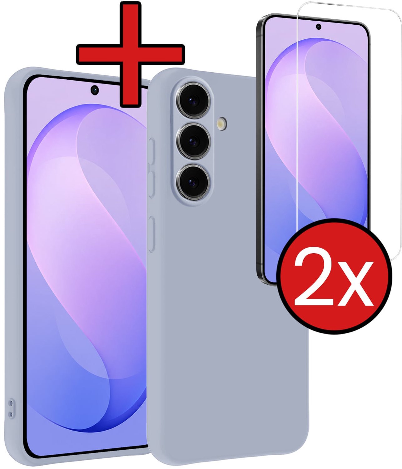 Hoesje - Met 2x Screenprotector - Geschikt voor Samsung Galaxy S26 FE - Sterk & Shockproof - Telefoon Hoes - Back Cover - Siliconen Case - Telefoonhoes - Lila
