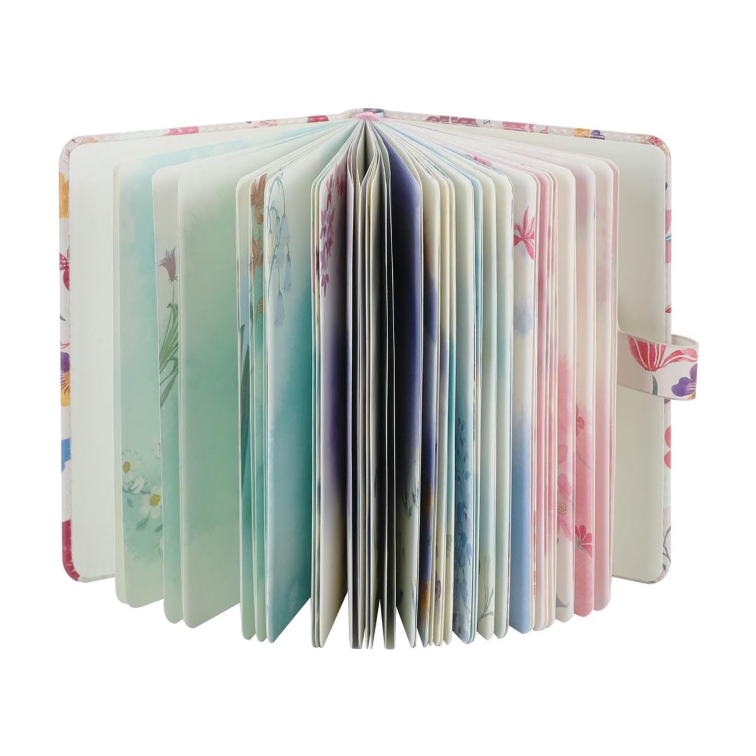 SIIXU Mooi notitieboek met kleine zak voor dames - ideaal reisdagboek met unieke bloemenillustraties, ongevoerd dagboek om te schrijven, veganistisch