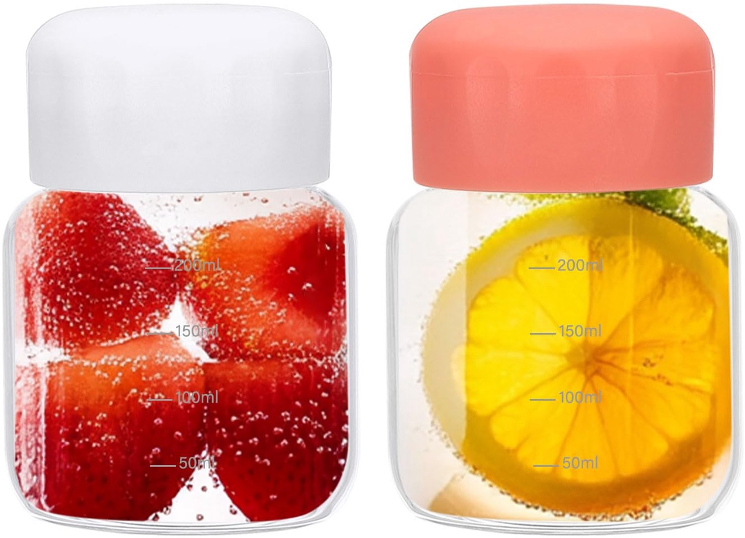 PATIKIL Kleine sapglazen flessen met deksels, 2 stuks 300 ml borosilicaatglas waterfles lekvrije schattige drinkflessen voor sapcentrifuge koelkast wa