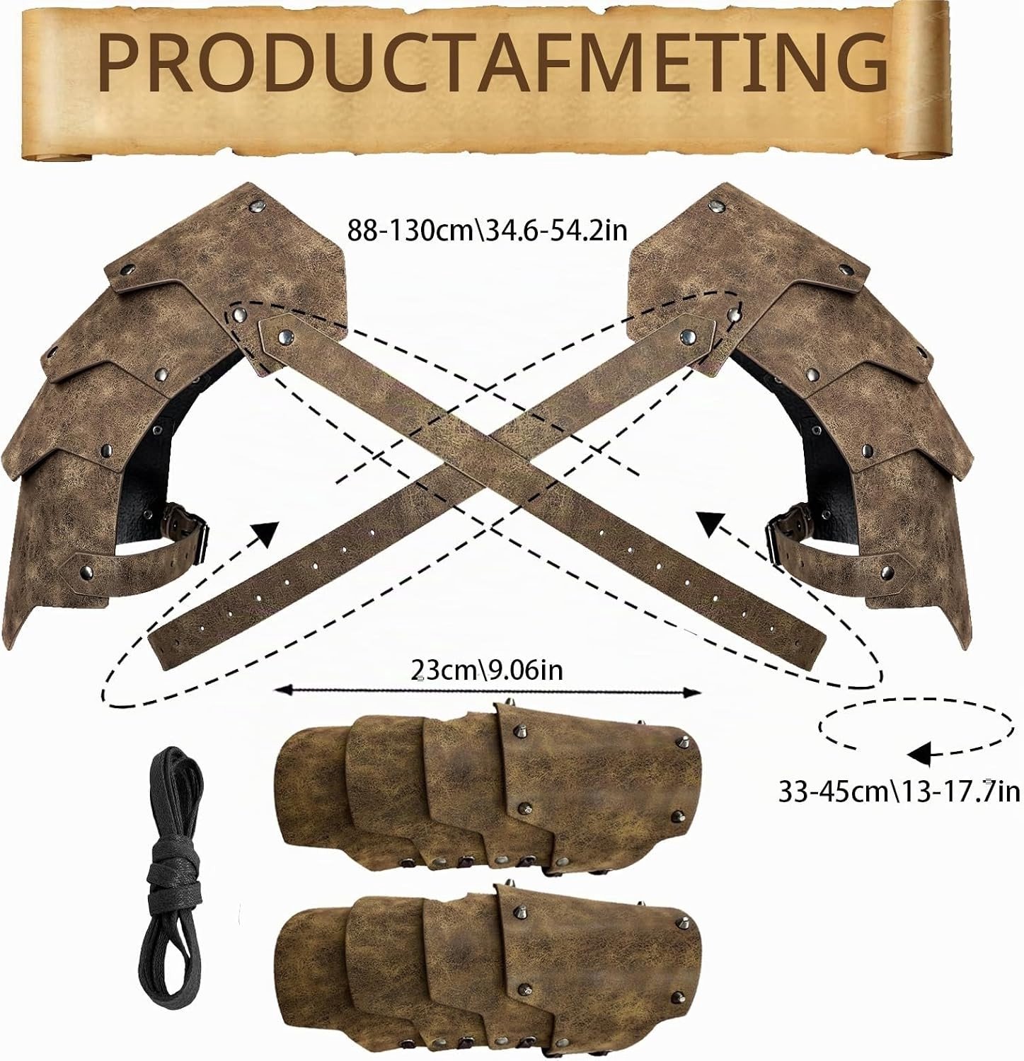 Medieval Faux Leather Schouderbeschermers Set voor Gladiatoren, Vintage Kleding voor Halloween, LARP Cosplay en Ren Faire Activiteiten