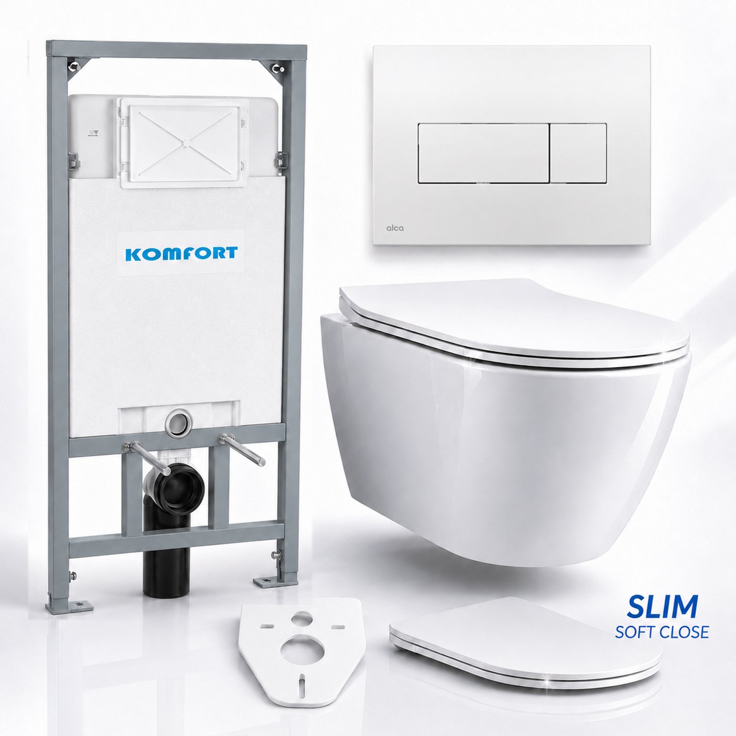 Badland toiletset - Alcaplast KOMFORT C201 1,2 m - ROLO wit - M371 chroom