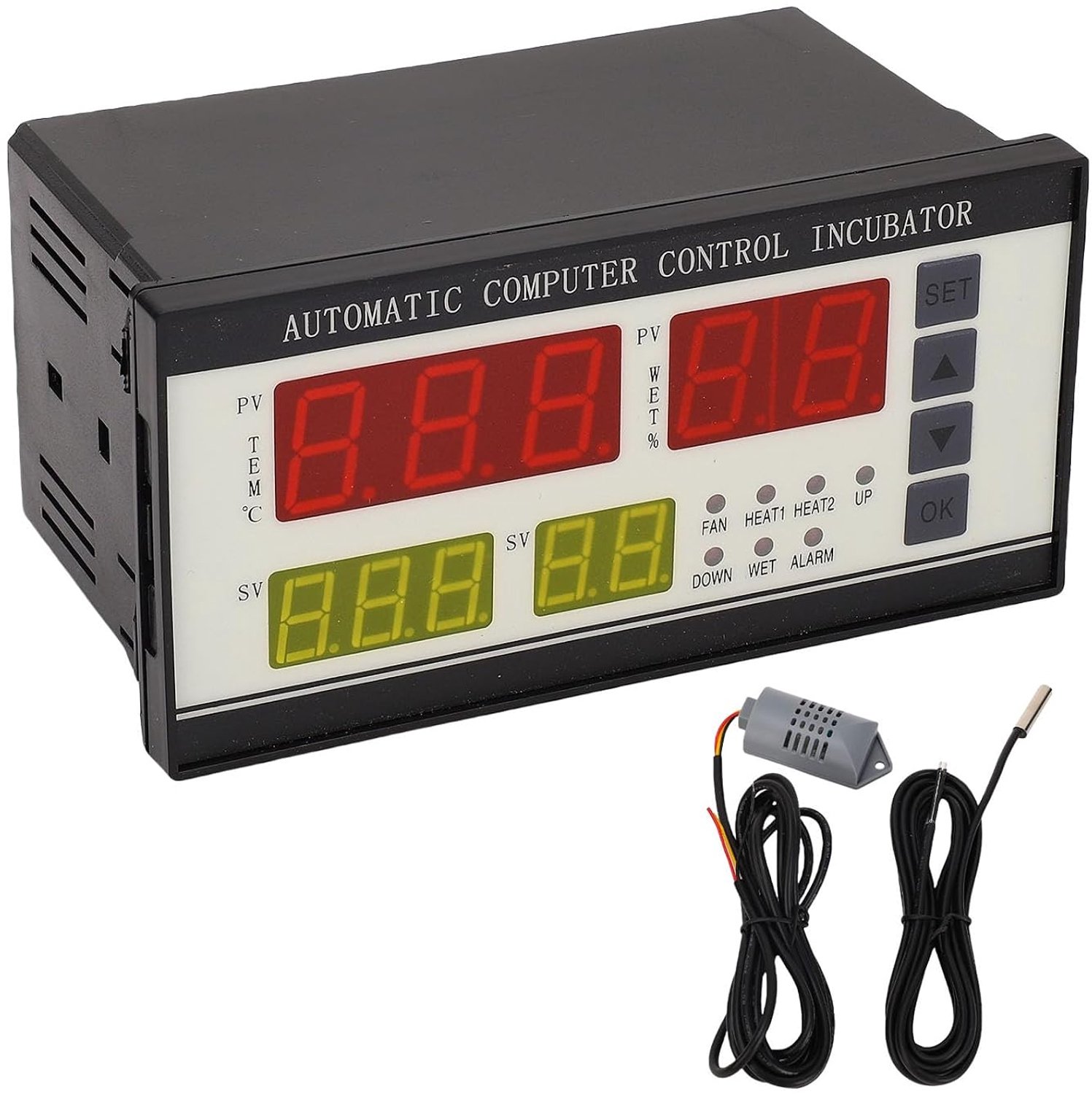 Goshyda Automatische Computerbesturing Incubatorcontroller, Eierincubatiethermostaat met Digitaal Display, Temperatuur-vochtigheidssensor voor Pluimvee-uitbroedmachine, 7-kanaals Uitgang, 0-99 ℃,