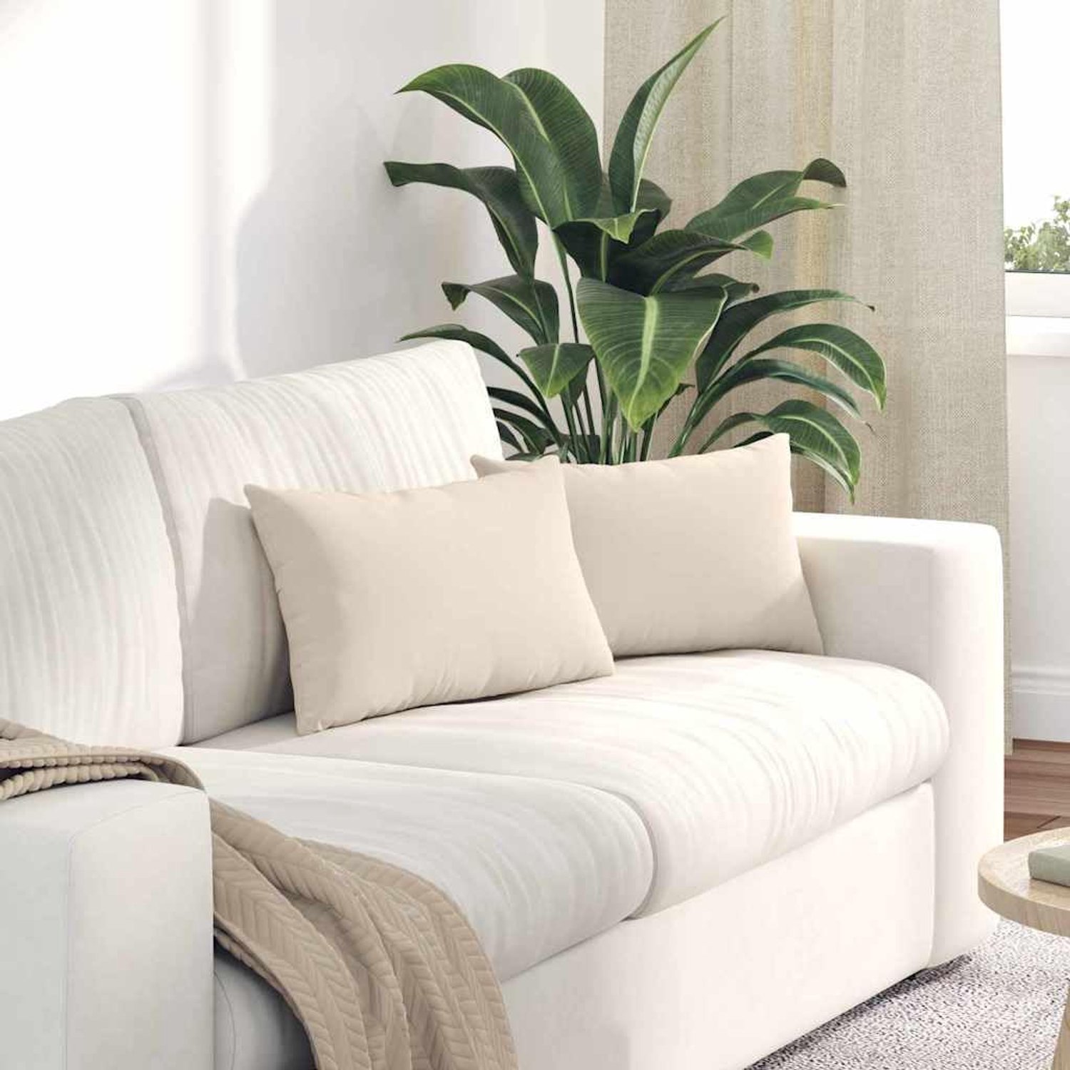 Bankkussen, 2 stuks, beige, 50 x 30 cm, stoffen kussen, woonaccessoires, modern decoratief kussen met ritssluiting, voor woonkamer, slaapkamer