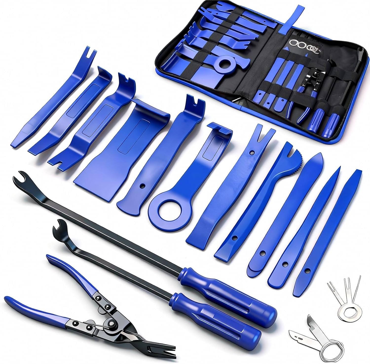 19 Stks Trim Removal Tool,Auto Panel Deur Audio Trim Removal Tool Kit, Auto Clip Tang Bevestigingsmiddel Remover Wrikken Tool Set met Opbergtas