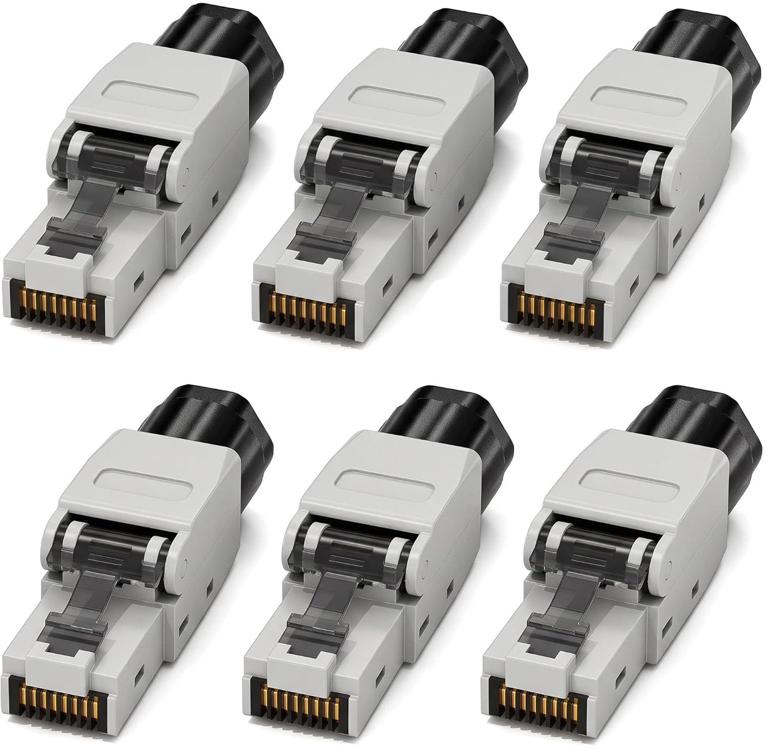 RJ45-stekker zonder gereedschap, 6 stuks Cat 6 netwerkstekkers 1 Gbit/s 250 MHz