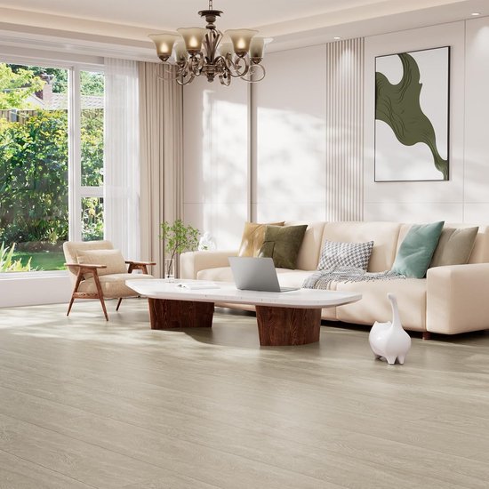 Peel and Stick vinyl vloerbedekking, 58,4 x 998,2 cm/64 m², zelfklevende waterdichte vinyl vloertegels voor grijze houten vloeren — afbeelding 3