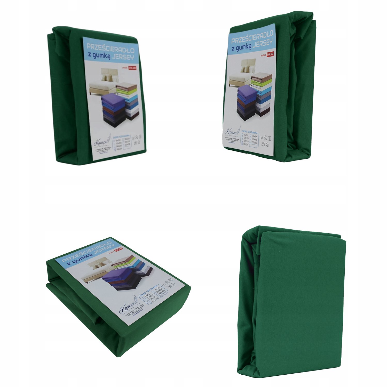 Kam-Pol Jersey Hoeslaken met Elastiek 120x210cm - Flesgroen, 30cm Hoog