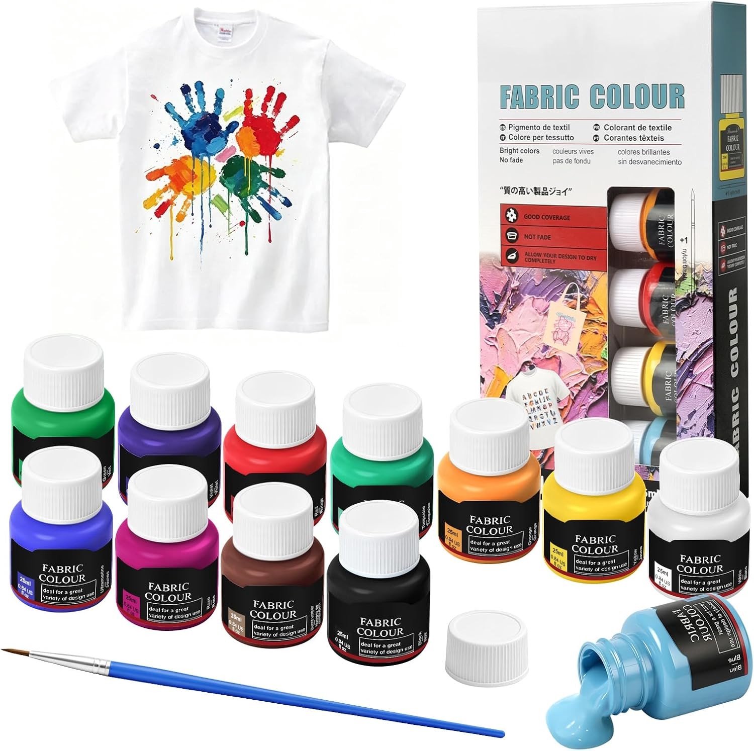 Kleurrijke Textielverf Set met 12 Kleuren voor Kleding, Schoenen en Tassen - Ideaal voor Creatieve DIY Projecten en Kunstzinnige Ontwerpen