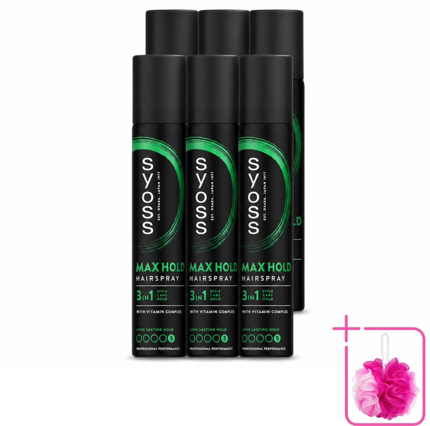 6 x Syoss - Max Hold - Haarspray - Compacte Fixatie - 75 ml - Bulkverpakking - Haarspray - Douchemop - Fixatie