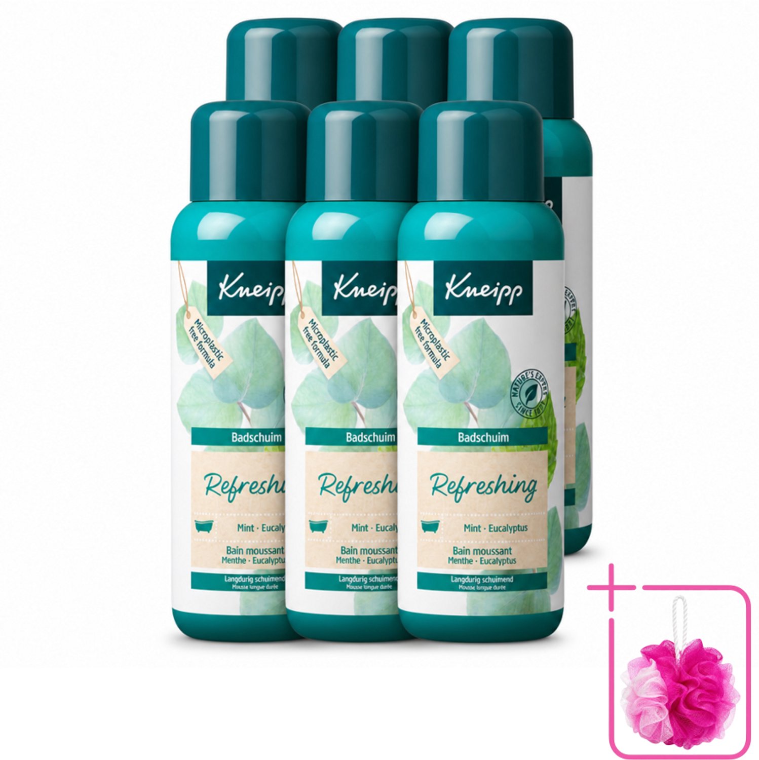 6 x Kneipp - Badschuim - Mint Eucalyptus - Verfrissend - 400 ml - Bulkverpakking - Badshuim mint eucalyptus - Douchemop - Verfrissend bad