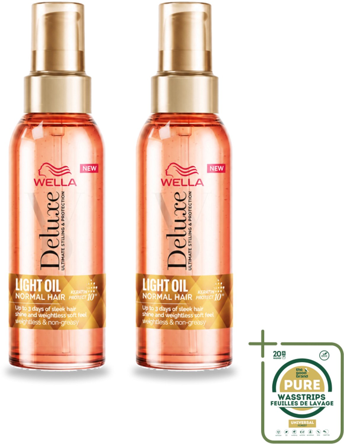 2 x Wella – Deluxe Oil Light – Haarolie – 100 ml - Wasstrips - Haarolie - Glans - Gezond Haar - Voeding Haar - Anti-pluis