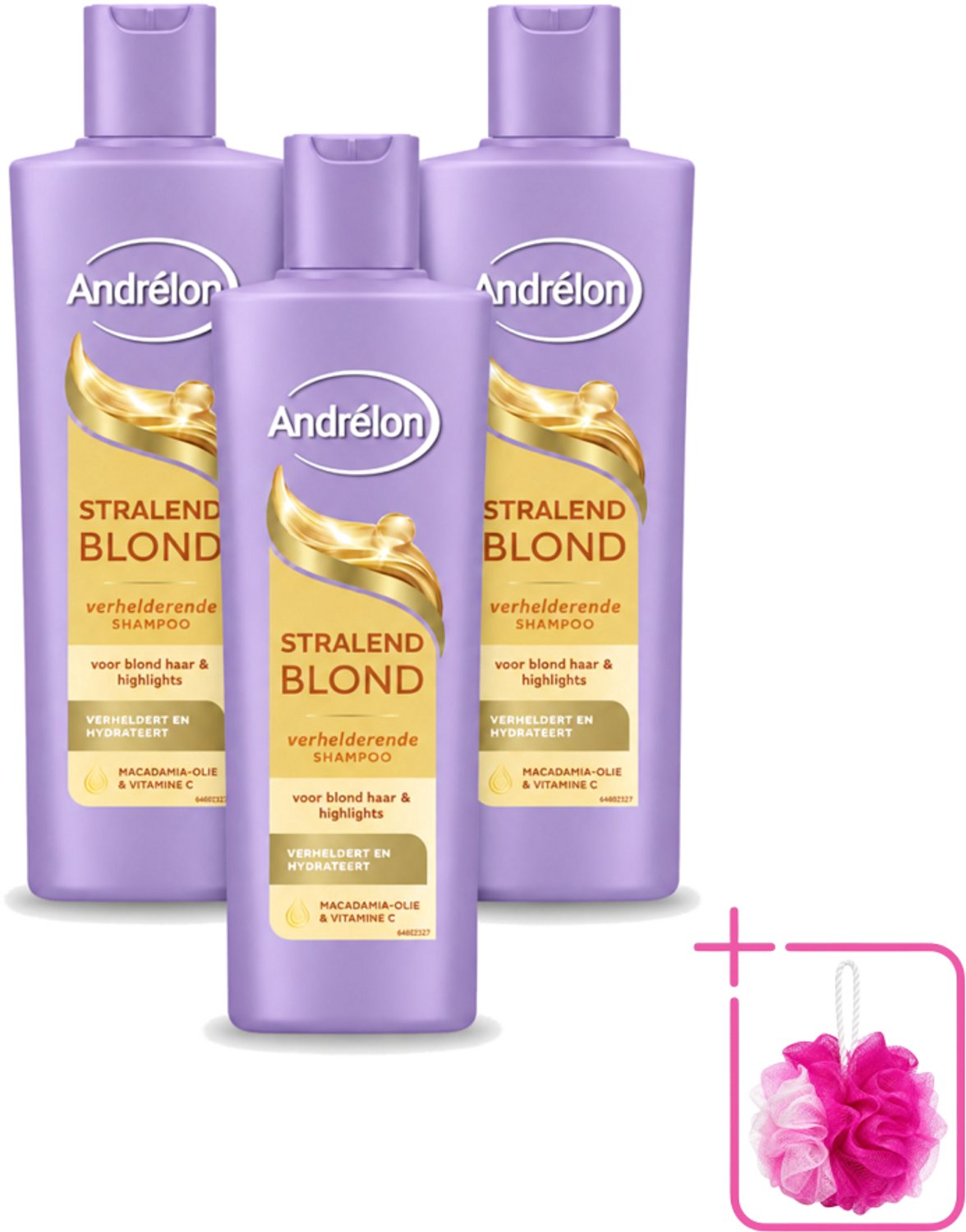 3 x Andrélon – Shampoo – Stralend Blond – 250 ml - Bulkverpakking - Blond haar - Douchemop - Glans