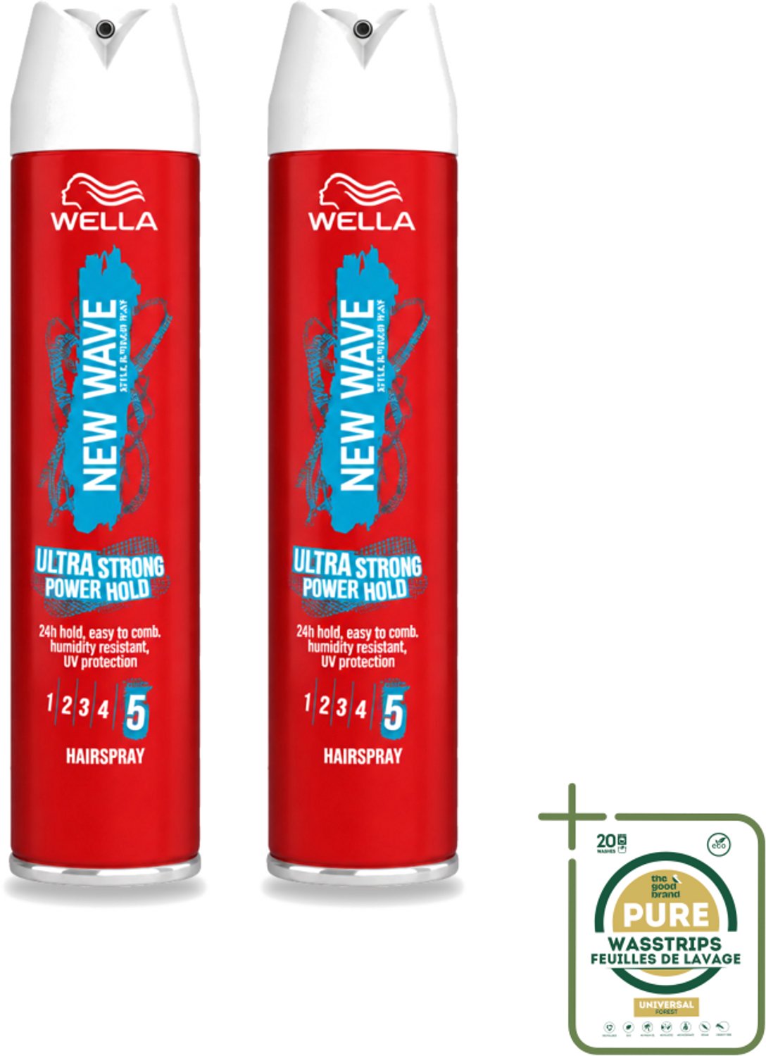 2 x Wella – New Wave Rock’n Hold Ultra Strong – Haarspray – 250 ml - Wasstrips - Haarspray - Haarspray Met Stevige Houding - Haarspray UV Bescherming - Haarspray Voor Dun Haar - Haarspray Met 24 Uur Houding
