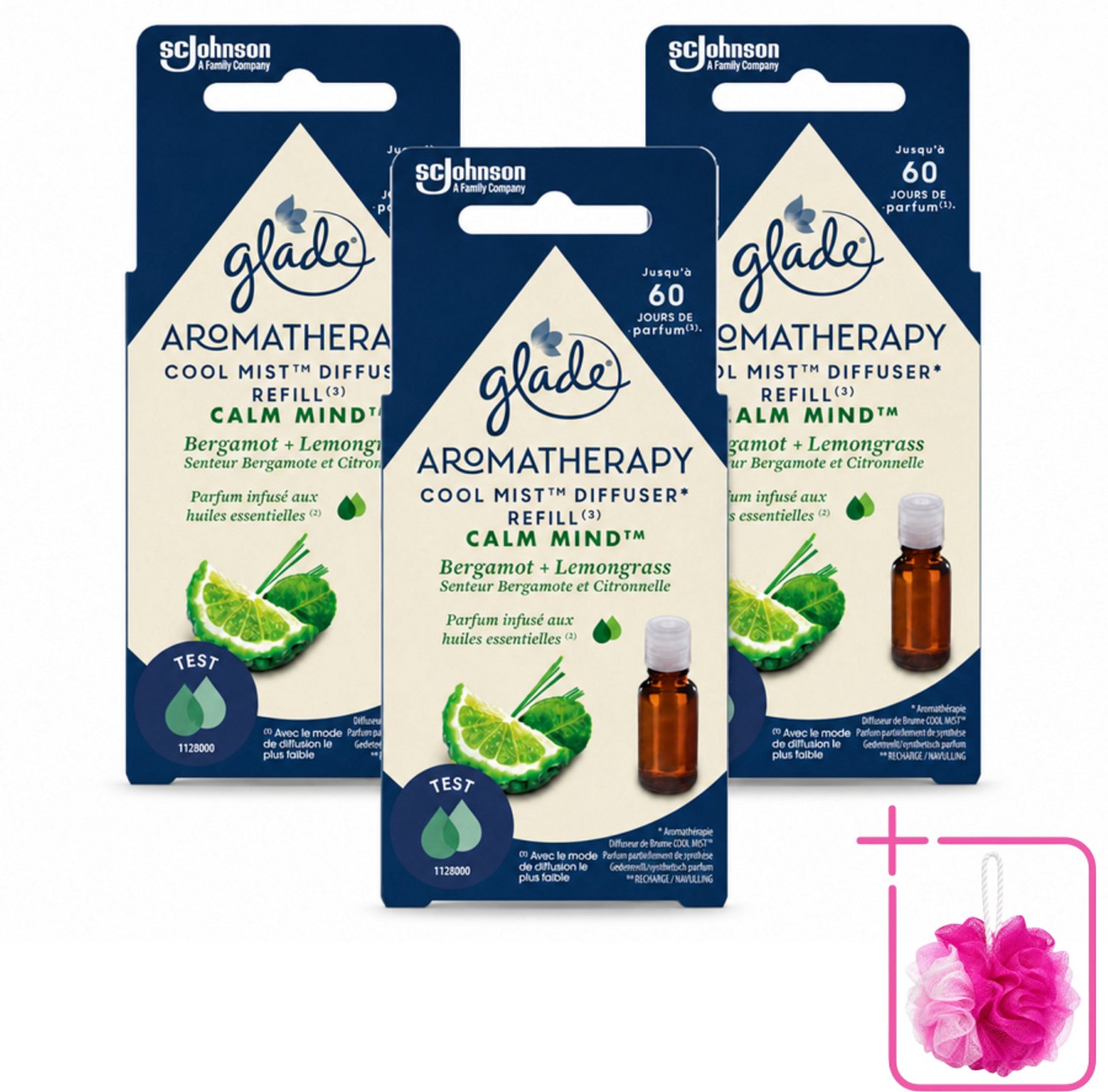 3 x Glade – Aromatherapy Mist Diffuser Navulling – Calm Mind – 17,4 ml - Bulkverpakking - Aromatherapie - Douchemop - Ontspanning