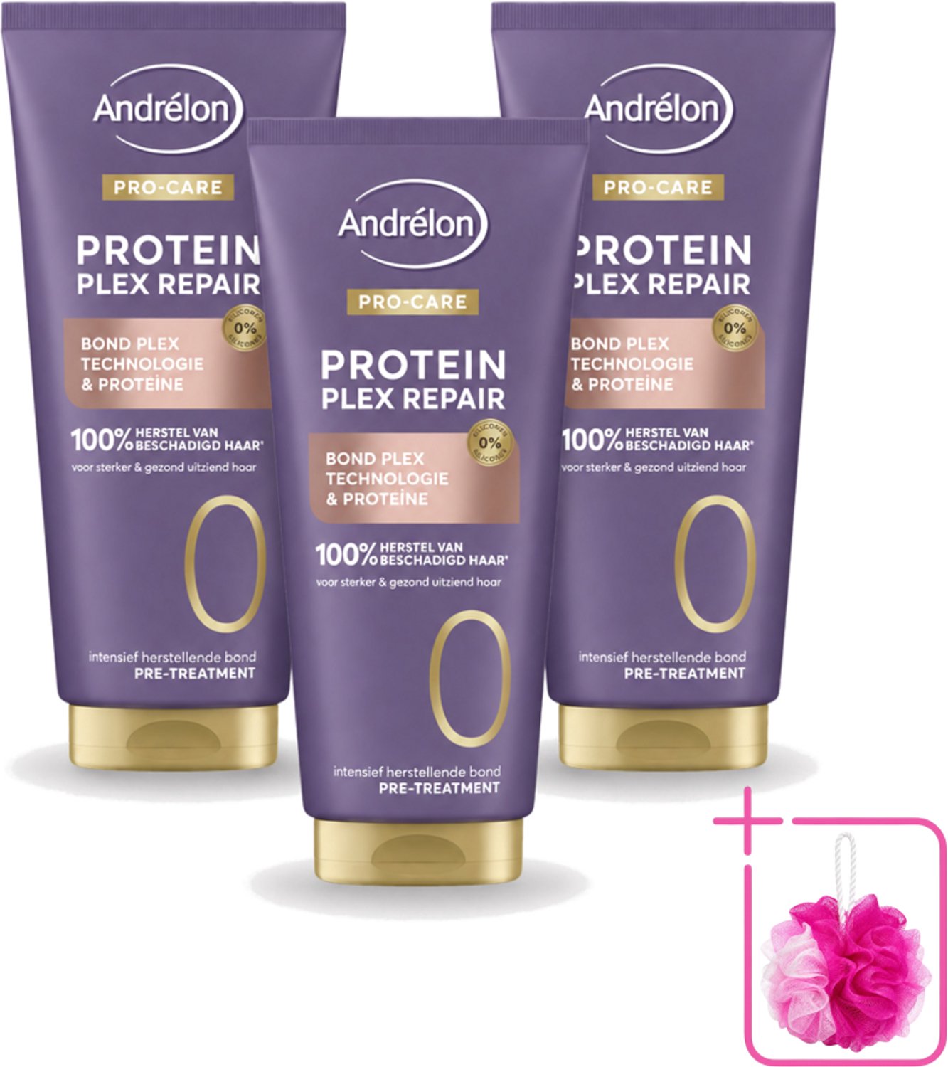 3 x Andrélon – Pre-Treatment – Pro Care Protein Plex Repair – 170 ml - Bulkverpakking - Haarbescherming - Douchemop - Haarherstel