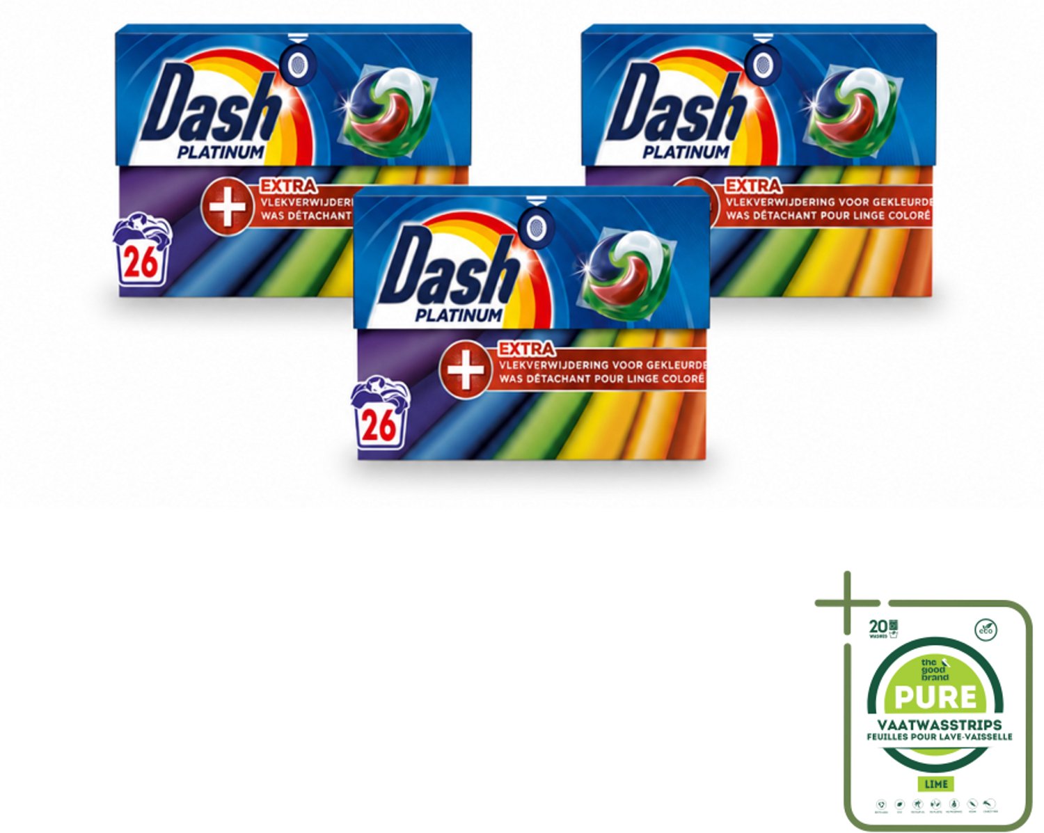 3 x Dash – Wasmiddelcapsules – 4in1 Pods + Extra Vlekverwijdering Color – 26 capsules - Grootverpakking - Vaatwasstrips - Kleurbehoud - Vlekverwijdering - Ingedroogde Vlekken - Wasproduct - Gekleurde Was