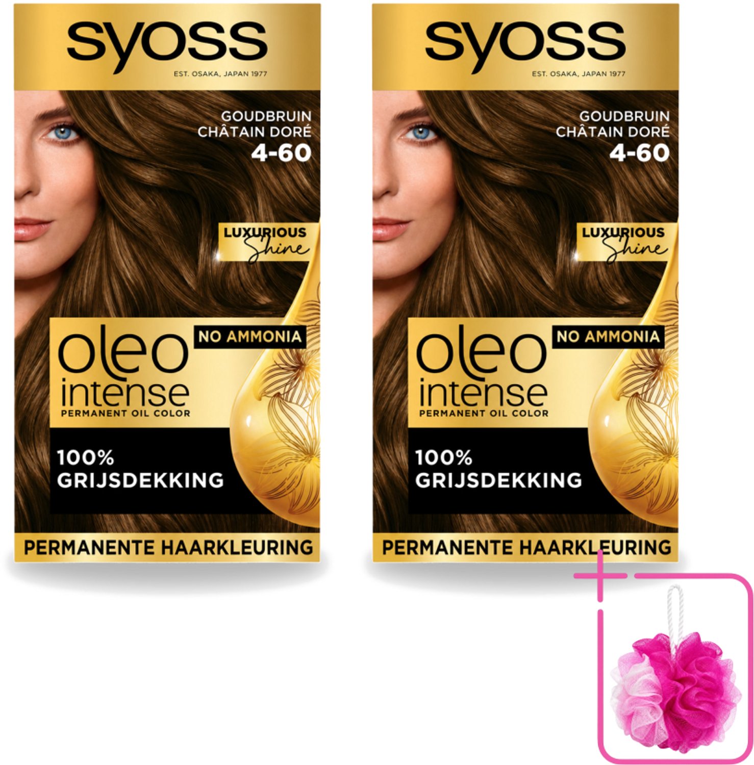 2 x SYOSS - Oleo Intense 4-60 - Haarverf - Permanente Haarkleuring - Goudbruin - Langdurige Kleur - Bulkverpakking - Haarkleur - Douchemop - Haarkleuring