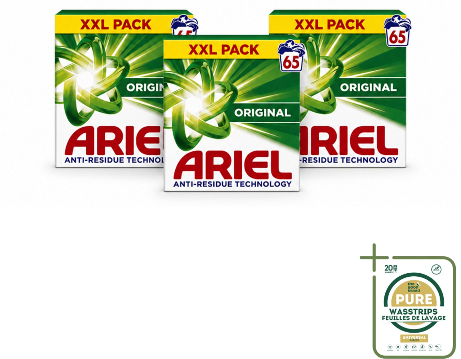 3 x Ariel – Original – Snel Oplosbaar Waspoeder – 3,58 kg - Wasstrips - Snel Oplosbaar Waspoeder - Koud Water Was - Anti-residu Technologie - Vlekverwijdering - Frisse Geur
