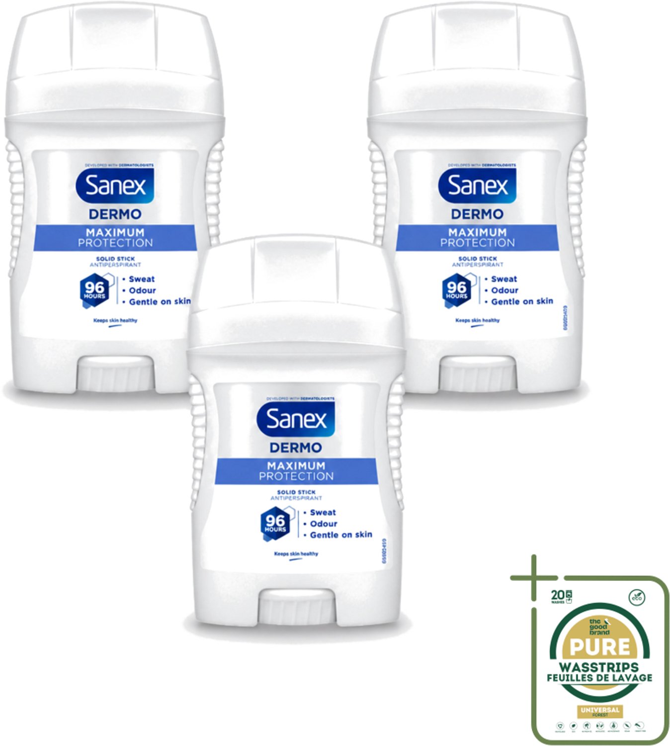 3 x Sanex – Deodorant Stick – Maximum Protection 96H – 50 ml - Anti-transpirant Stick - 96 Uur Bescherming - Deodorant Stick - Huidbescherming - Zweetbehandeling