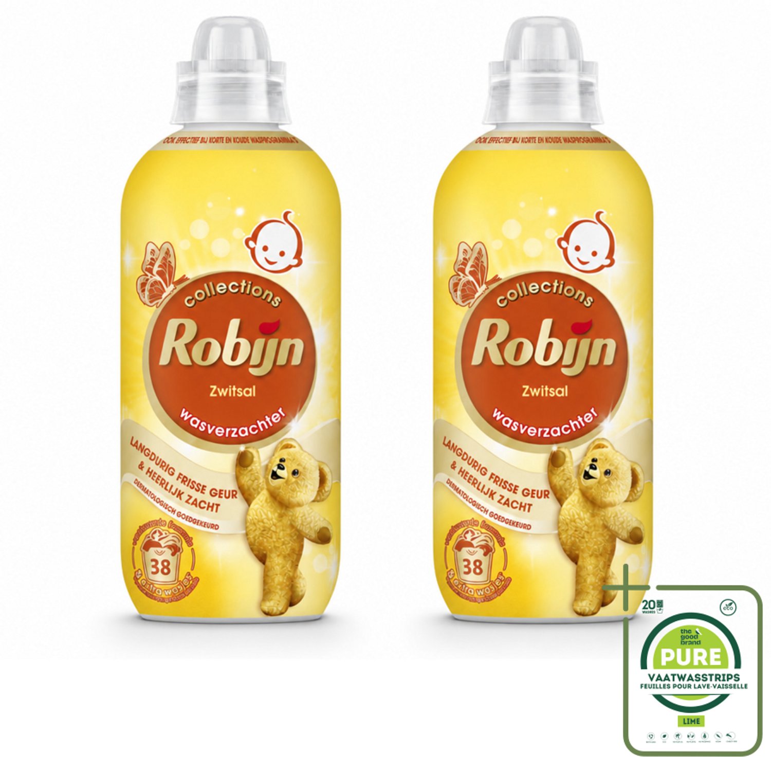 2 x Robijn – Wasverzachter – Zwitsalgeur – 765 ml - Grootverpakking - Vaatwasstrips - Wasverzachter - Babygeur - Zachte Was - Wasverzachter Bakje - Huidvriendelijk
