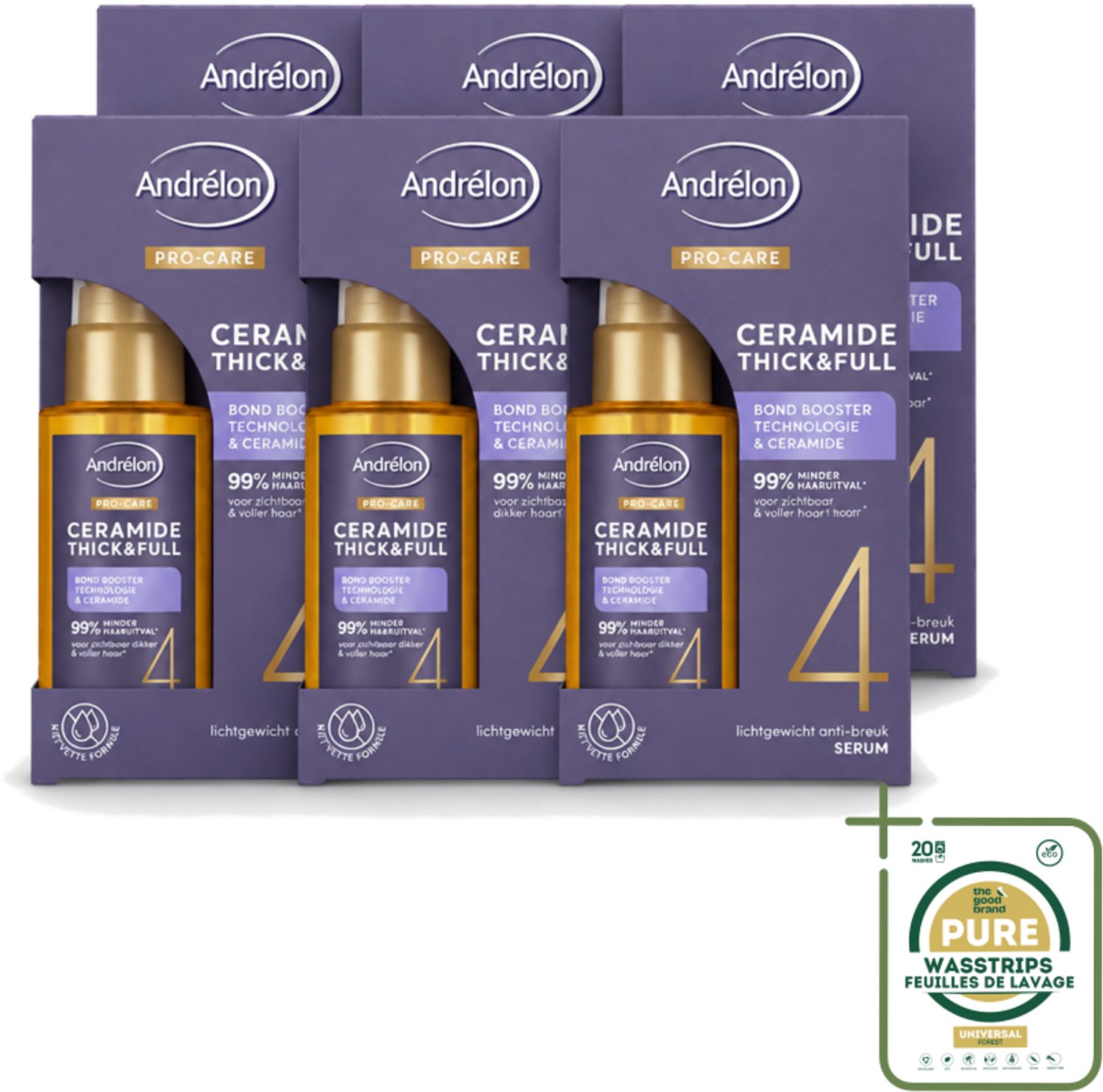 6 x Andrélon – Serum – Pro Care – 50 ml - Wasstrips - Haarverzorging - Haarversterking - Haarverdikking - Haarbescherming - Ceramide