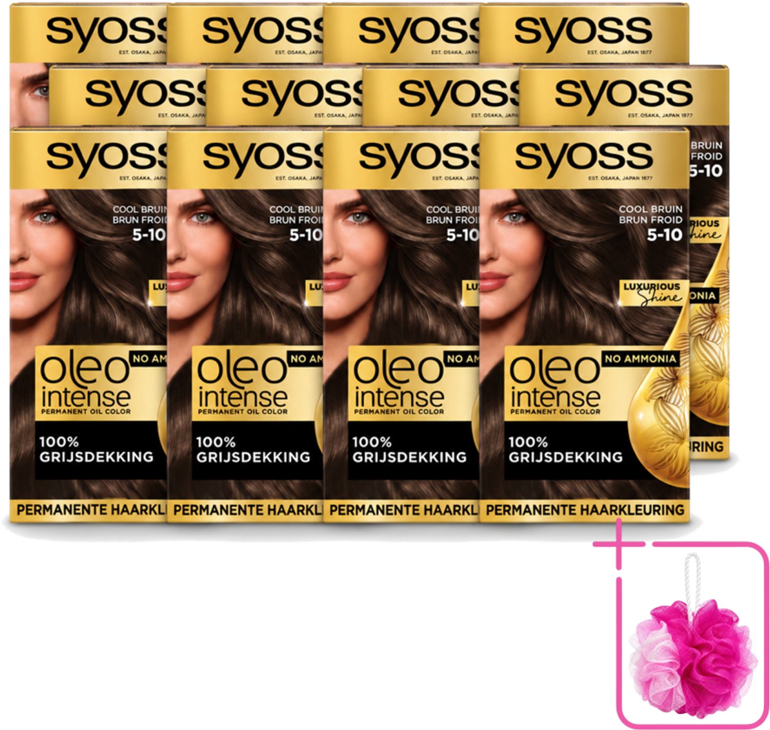 12 x SYOSS - Oleo Intense 5-10 - Haarverf - Permanente Haarkleuring - Cool Bruin - Langdurige Kleur - Bulkverpakking - Haarkleur - Douchemop - Haarkleuring