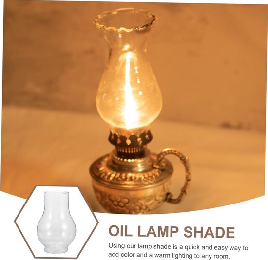2 Vintage Glazen Olielamp Schoorsteen Duurzame Kerosinelamp Vervanging voor Binnengebruik Geschikt voor Kamperen Retro Decoratie — afbeelding 5