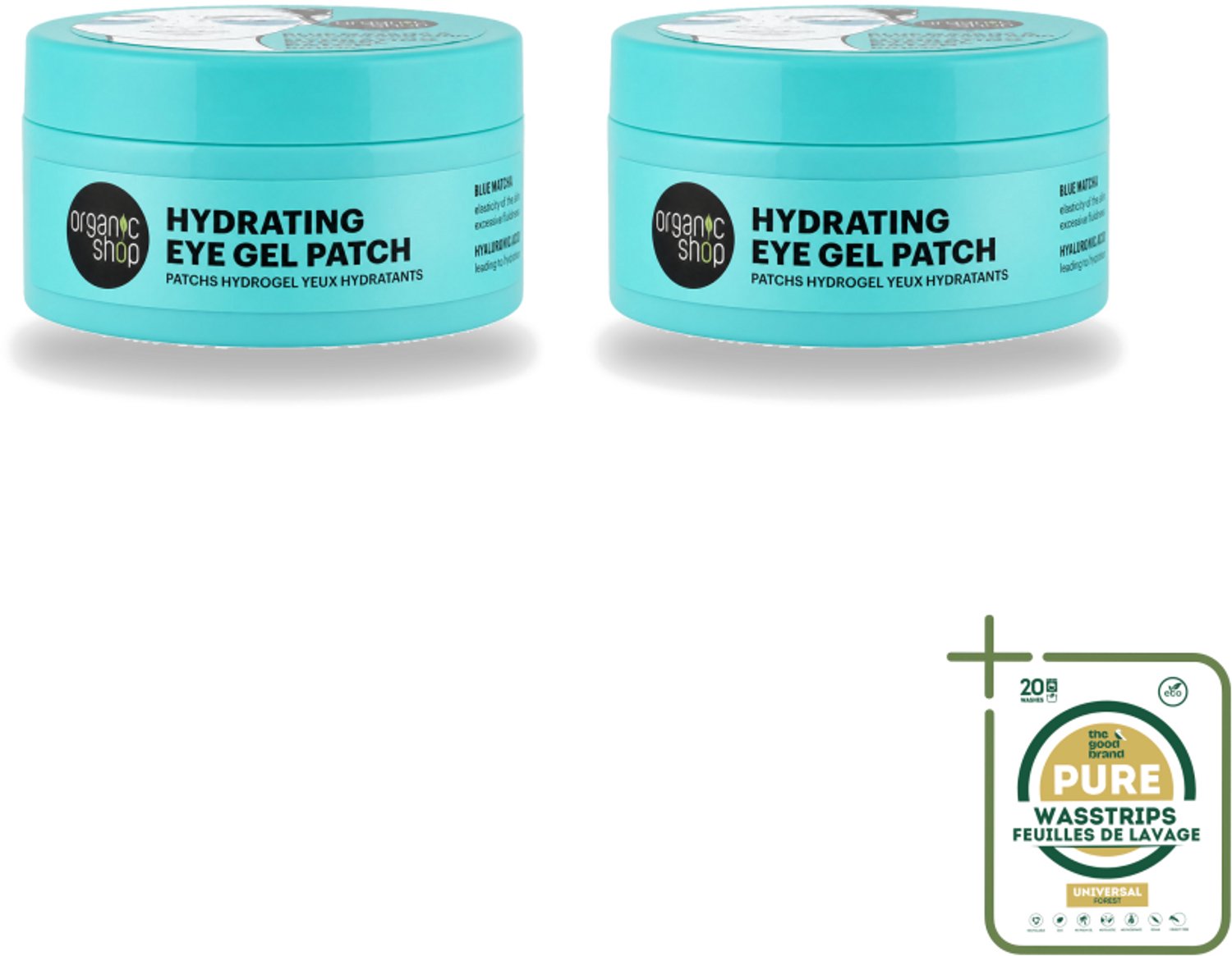 2 x Organic Shop - Eye Gel Patch Blue Matcha & Hyaluronic Acid - Verfrissend en Hydraterend - 60 Patches - Wasstrips - Oogverzorging - Oogpatches - Hydraterende Oogcrème - Oogverzorging Voor Gevoelige Huid - Anti-oudering