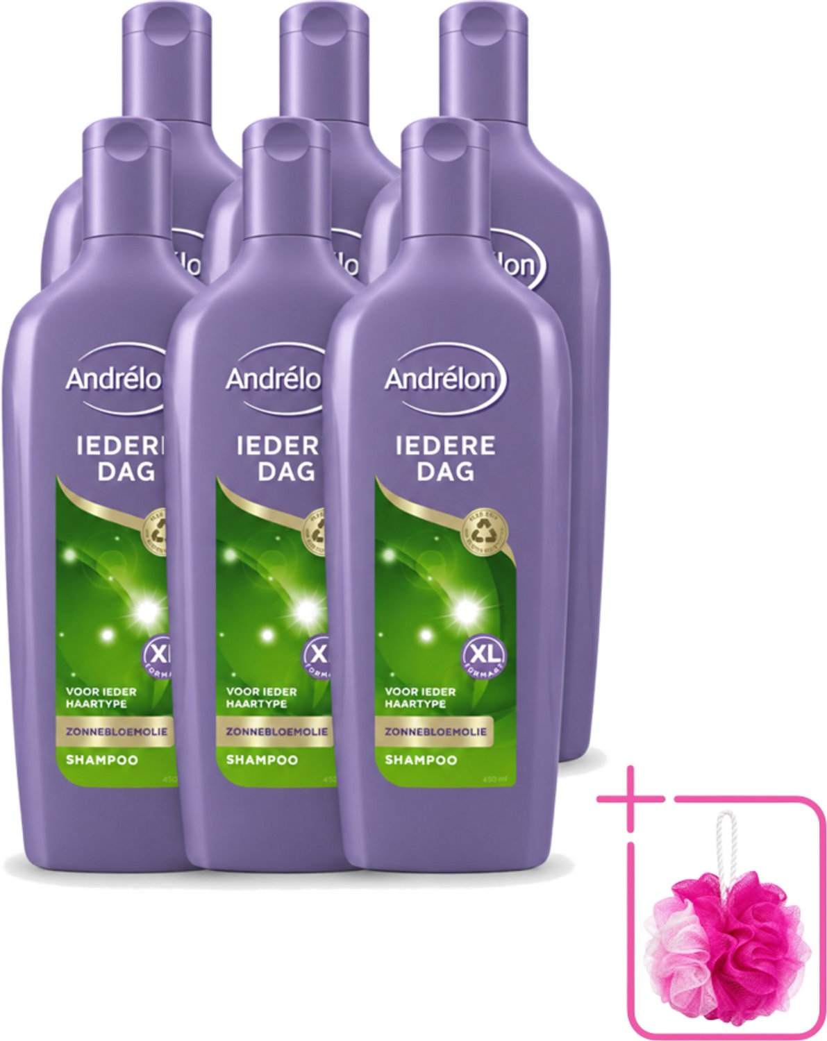 6 x Andrélon - Iedere Dag - Shampoo - 450 ml - Bulkverpakking - Shampoo dagelijks - Douchemop - Fris haar
