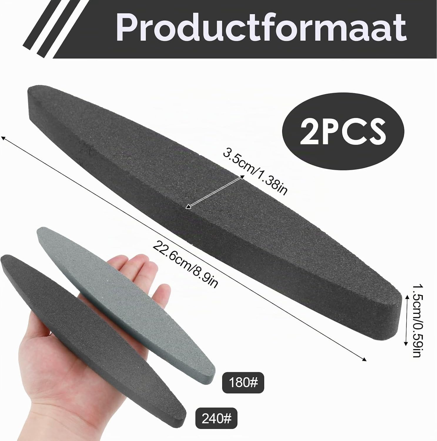 Set van 2 Slijpstenen, 180 & 240 Korrel voor Tuingereedschap, Siliconen Carbide en Aluminium Oxide Slijpstenen voor Messen, Harken en Bijlen