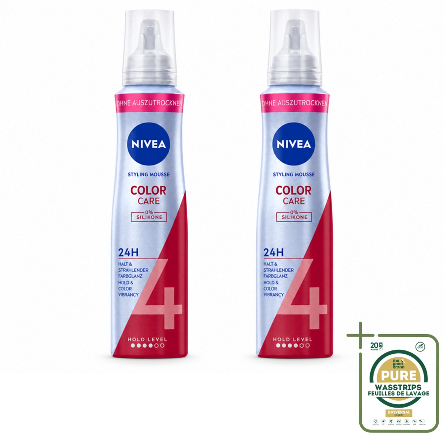 2 x NIVEA – Haarmousse – Color Care & Protect – 150 ml - Wasstrips - Haarbescherming - Kleurbescherming - Haarfixatie - Haarverzorging - Panthenol