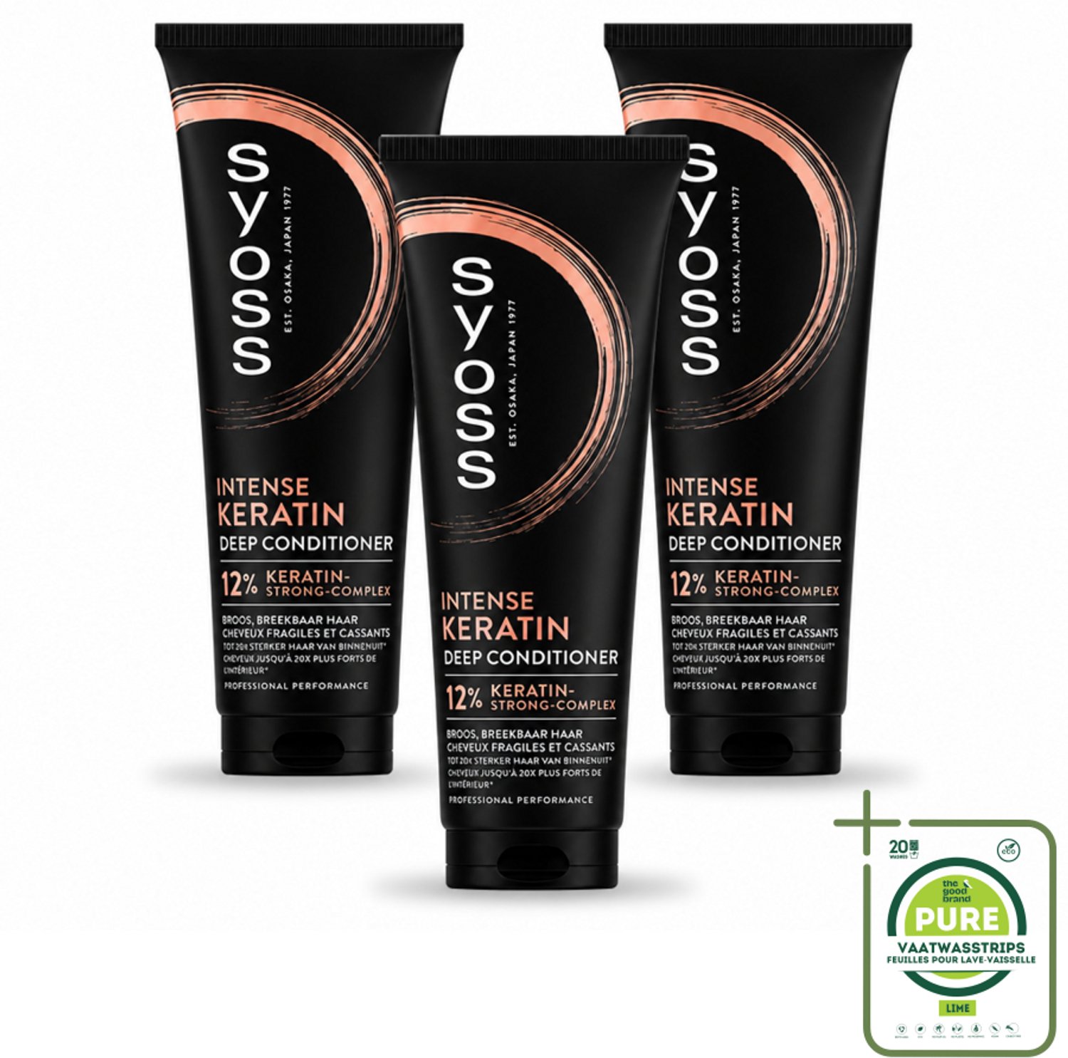 3 x Syoss - Keratin Conditioner - 250 ml - Grootverpakking - Vaatwasstrips - Keratine Conditioner - Krachtig Haar - Gezond Haar - Haar Herstellen - Haar Verzorgen