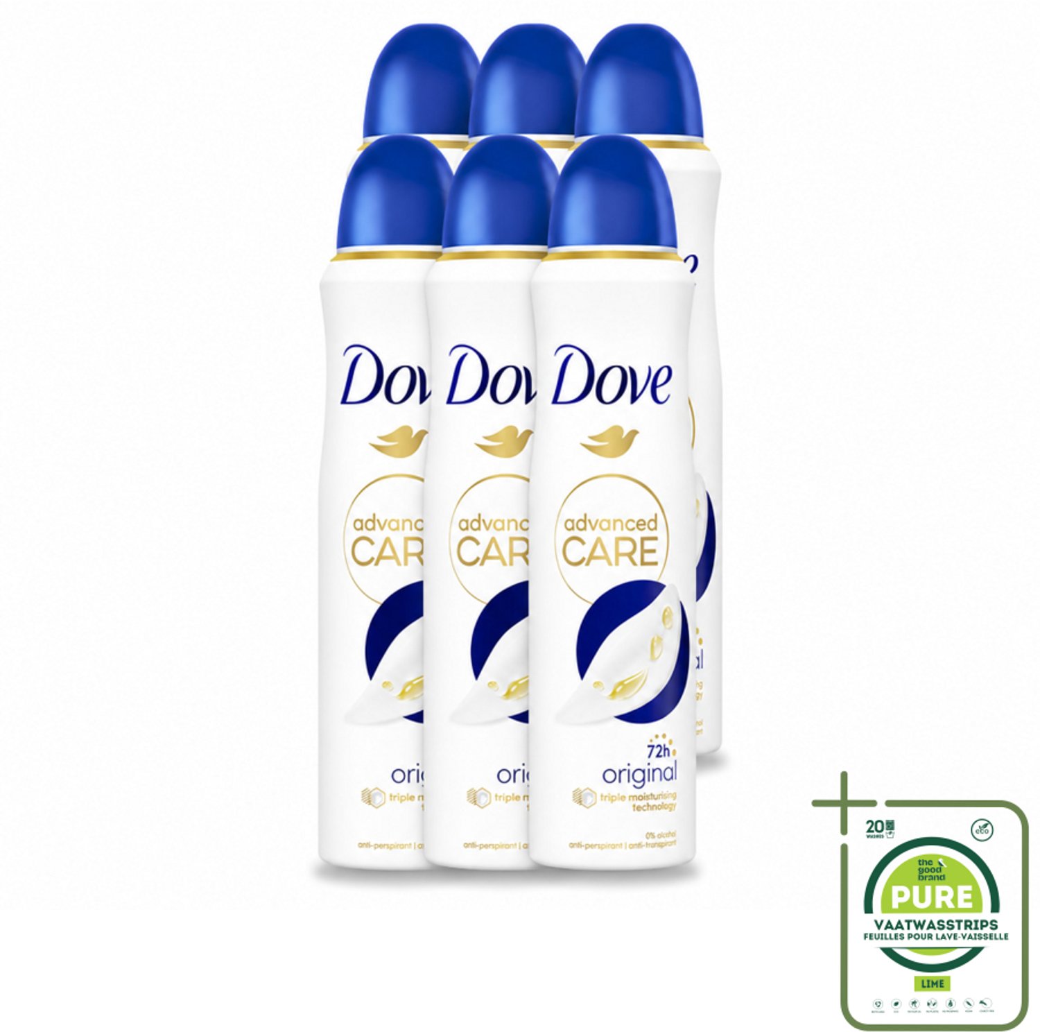 6 x Dove – Deodorant Spray – Original – 150 ml - Grootverpakking - Anti-transpirant - Deodorant Spray - Zweetbehandeling - Geurverwijdering - Huidverzorging