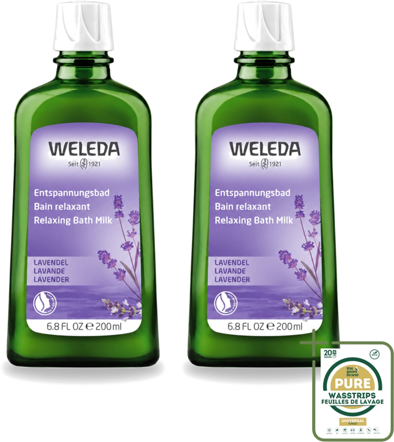 2 x WELEDA - Ontspanningsbadmelk - Lavendel - 200 ml - Wasstrips - Ontspanningsbadmelk - Lavendelbadmelk - Badmelk Voor Rust - Badmelk Voor Slaap - Aromatherapie Bad