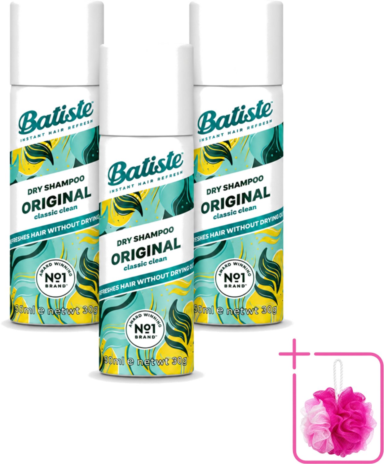 3 x Batiste - Classic Clean - Droogshampoo - Koele en Schone Geur - Verfrist en Geeft Grip - 50ml - Bulkverpakking - Fris haar - Douchemop - Droogshampoo